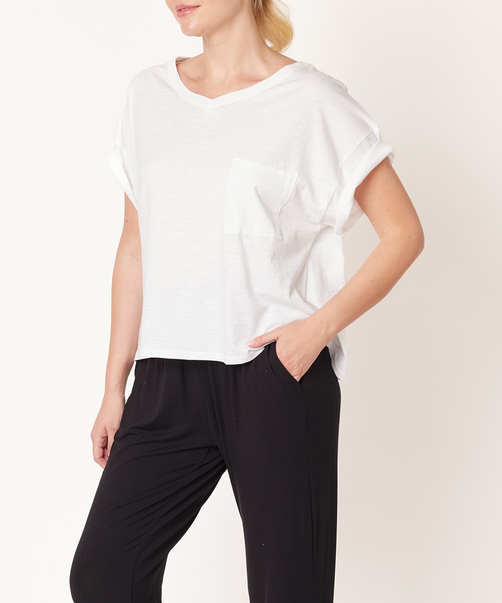 Genderless V Neck Crop T